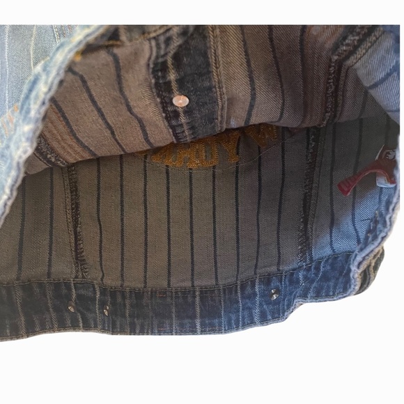 Eckored Ladies Striped Button Up Denim Jacket - Picture 8 of 9